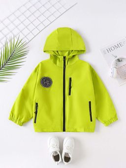 Hopscotch - Girls Green Solid Hooded Jacket