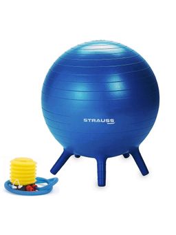 Strauss - Rubber Anti-Burst Gym Ball, Stability Legs, 55 cm (Blue)