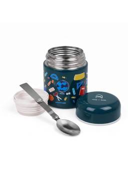 House of Quirk - Blue Baby Feeding Bowl with Spoon Thermal Food Container (M)