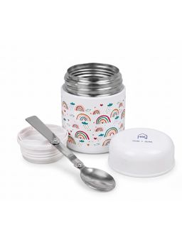 House of Quirk - White Baby Feeding Bowl with Spoon Thermal Food Container (M)