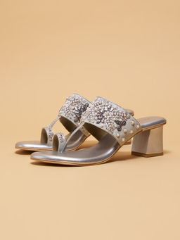 ERIDANI - Elka Embellished One Toe Heels Silver