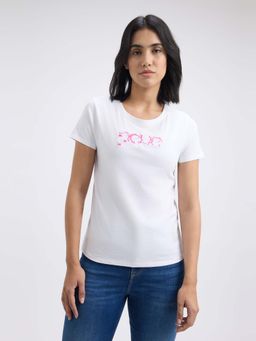 Pepe Jeans - Women White Embellished Short Sleeve T-Shirt