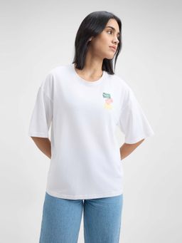 Pepe Jeans - Women White Graphic Print Short Sleeve T-Shirt