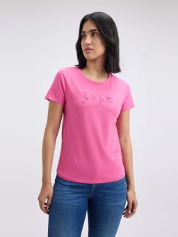 Pepe Jeans - Women Fuchsia Graphic Print Short Sleeve T-Shirt