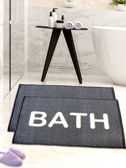 Athom Living - Grey Trendz Easy Home Designer Soft Anti Slip Bath Mats (Pack Of 2) (M)