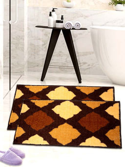 Athom Living - Brown Trendz Easy Home Designer Soft Anti Slip Bath Mats (Pack Of 2) (M)