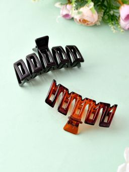 Silvermerc Designs - Black and Brown Hair Claw Clips (Set of 2)