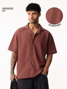 The Souled Store - Oversized Shirt: Merlot Men Oversized Shirts