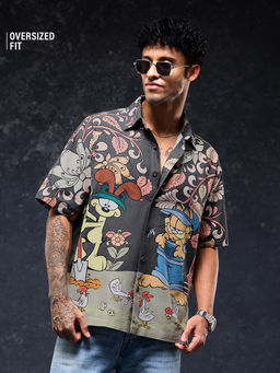 The Souled Store - Official Garfield: Kalamkari Men Oversized Shirts