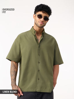The Souled Store - Cotton Linen: Cedar Men Oversized Shirt