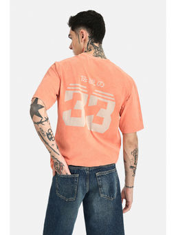Snitch - Men Coral Cotton Oversized T-shirt