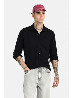 Snitch - Men Black Viscose Blend Slim Fit Shirt