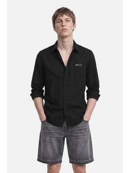 Snitch - Men Black Lyocell Regular Fit Shirt