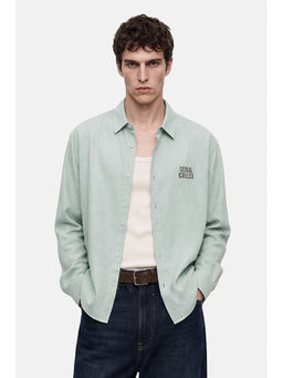 Snitch - Men Green Lyocell Regular Fit Shirt