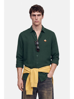 Snitch - Men Green Lyocell Regular Fit Shirt