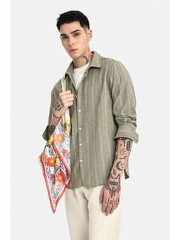 Snitch - Men Grey Polyester Blend Regular Fit Shirt