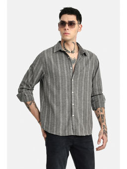 Snitch - Men Grey Polyester Blend Regular Fit Shirt