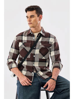 Snitch - Men Brown Polyester Blend Relaxed Fit Overshirt