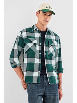 Snitch - Men Green Polyester Blend Relaxed Fit Overshirt
