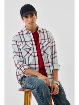 Snitch - Men White Cotton Blend Relaxed Fit Overshirt