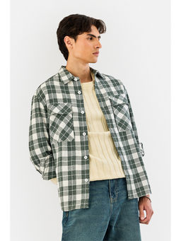 Snitch - Men Green Polyester Blend Relaxed Fit Overshirt