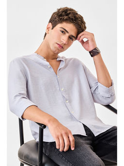 Snitch - Men Lavender Linen Blend Regular Fit Shirt