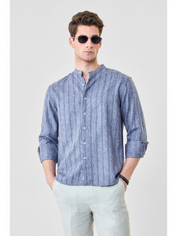 Snitch - Men Blue Polyester Blend Regular Fit Shirt