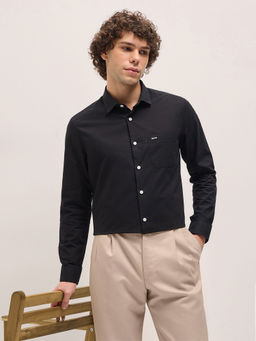 The Bear House - Men Black Cotton Slim Fit Shirt