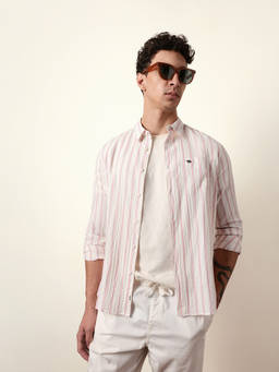 The Bear House - Men Pink Cotton Regular Fit Shirt