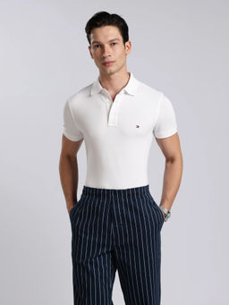 Tommy Hilfiger - Men White Cotton Slim Fit Polo T-Shirt