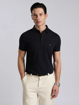 Tommy Hilfiger - Men Blue Cotton Slim Fit Polo T-Shirt