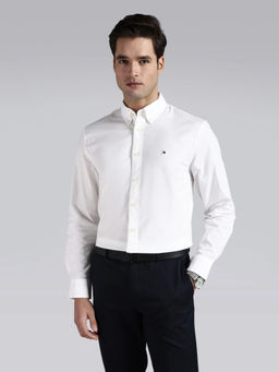 Tommy Hilfiger - Men White Cotton Regular Fit Shirt