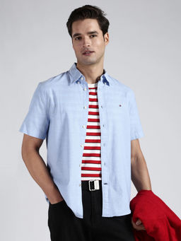 Tommy Hilfiger - Men Blue Cotton Regular Fit Shirt