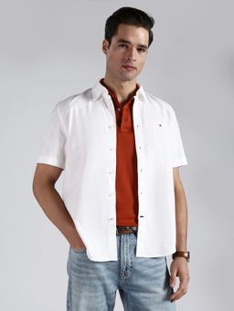 Tommy Hilfiger - Men White Cotton Regular Fit Shirt