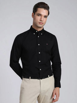 Tommy Hilfiger - Men Black Cotton Regular Fit Shirt