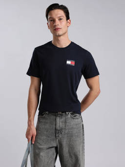 Tommy Hilfiger - Men Navy Blue Cotton Slim Fit T-Shirt