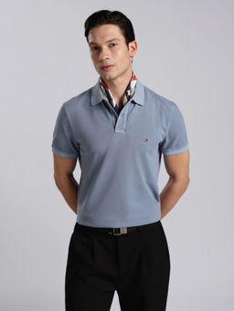 Tommy Hilfiger - Men Blue Cotton Regular Fit Polo T-Shirt