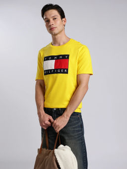 Tommy Hilfiger - Men Yellow Cotton Regular Fit T-Shirt