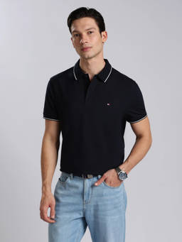 Tommy Hilfiger - Men Blue Cotton Regular Fit Polo T-Shirt