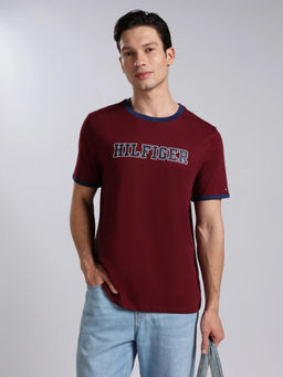 Tommy Hilfiger - Men Purple Cotton Regular Fit T-Shirt