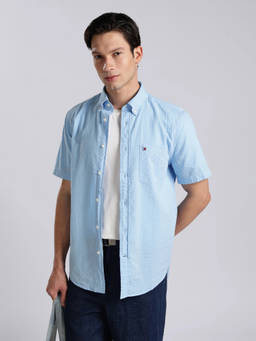 Tommy Hilfiger - Men Blue Cotton Regular Fit Shirt