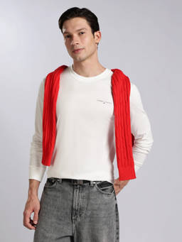 Tommy Hilfiger - Men White Cotton Slim Fit T-Shirt