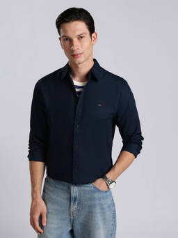 Tommy Hilfiger - Men Blue Cotton Regular Fit Shirt