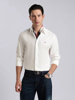 Tommy Hilfiger - Men White Cotton Regular Fit Shirt