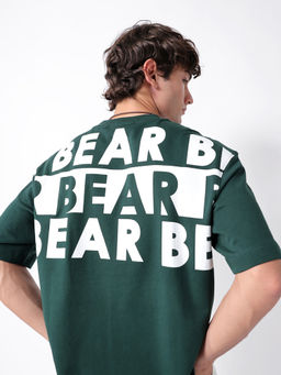 The Bear House - Men Green Cotton Oversized T-shirt