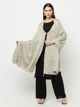 KnitStudio - Green Paisley Casual Self Design Knitted Shawl