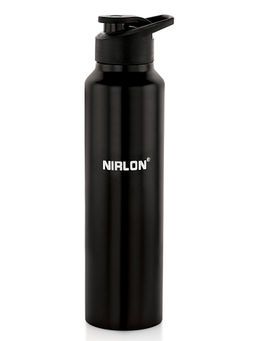 Nirlon - Classic Flip Single Wall Stainless Steel Water Bottle 1000Ml-Black