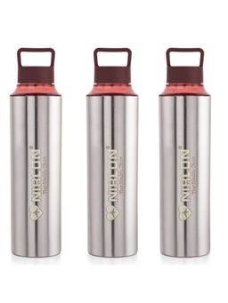 Nirlon - Eco Pure Single Wall Stainless Steel Water Bottle, (Pack of 3) Brown [900Ml]