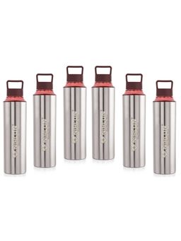 Nirlon - Eco Pure Single Wall Stainless Steel Water Bottle, (Pack of 6) Brown Color [900Ml]