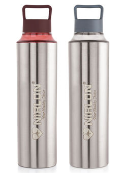 Nirlon - Eco Pure Single Wall Stainless Steel Water Bottle, (Pack of 2) [900Ml]